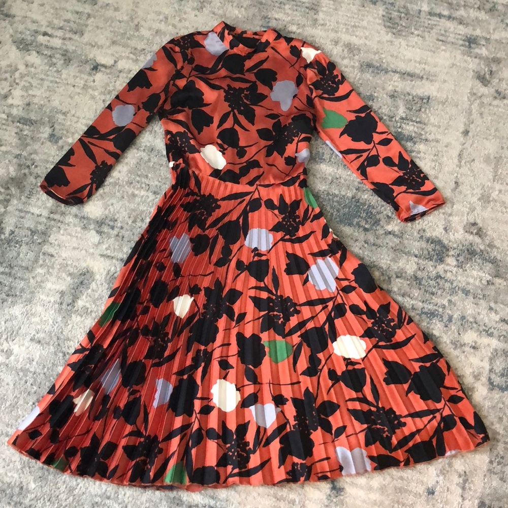 ASOS Pleated Print Midi Dress